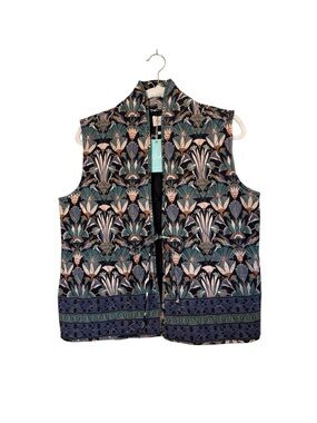 Nekane NKN Spain Brand Women’s Quilted Abstract Floral Cottagecore Vest Sz M